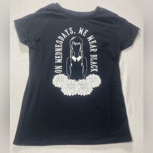 Girls' Black Short-Sleeve Graphic Tee — 'On Wednesdays, We Wear Black'